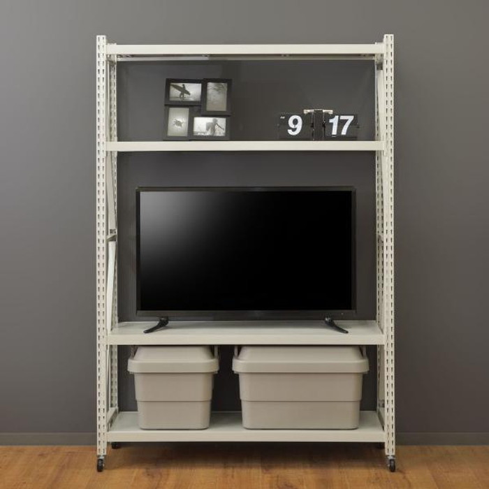 [サイズ]W129×D40.5×H188.5(cm)[カラー]ブラック グリーン アイボリー[素材]スチール(粉体塗装) ハンマートーン仕上げ[スペック]組立式商品重量：約28（kg）耐荷重：20kg