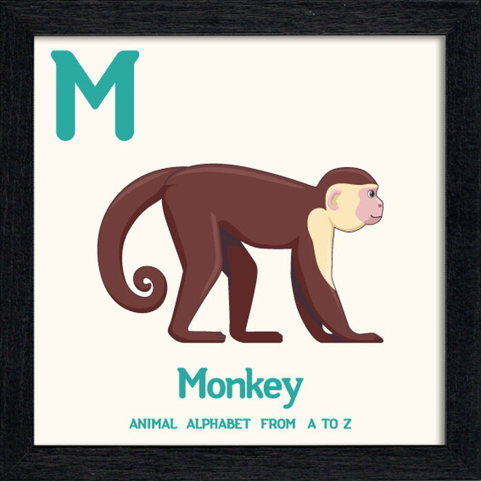 アニマルアルファベット Animal Alphabet Monkey 200x200x53mm ZAA-53220 bic-10772202s1 アートパネル アートボード 壁紙 装飾フィルム