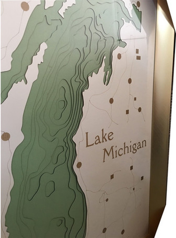 ȯ٥ȥե졼 3D MAP ART Lake Michigan green 600x800x50mm IMP-61125 bic-6942380s1 2ܤβ 