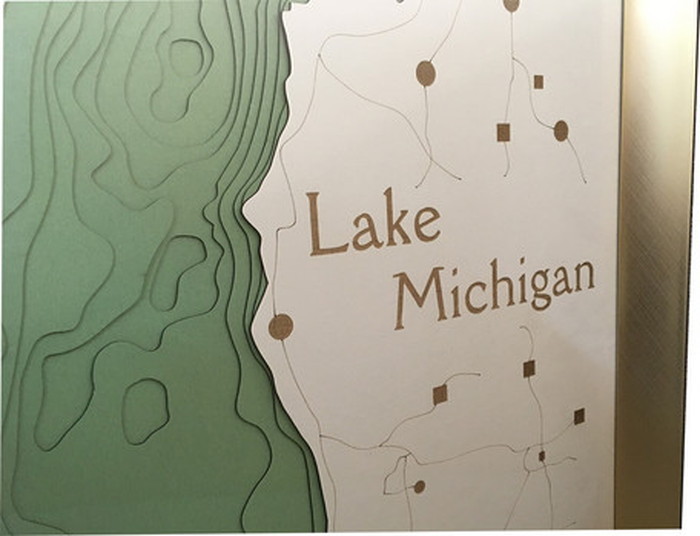 ȯ٥ȥե졼 3D MAP ART Lake Michigan green 600x800x50mm IMP-61125 bic-6942380s1 3ܤβ 