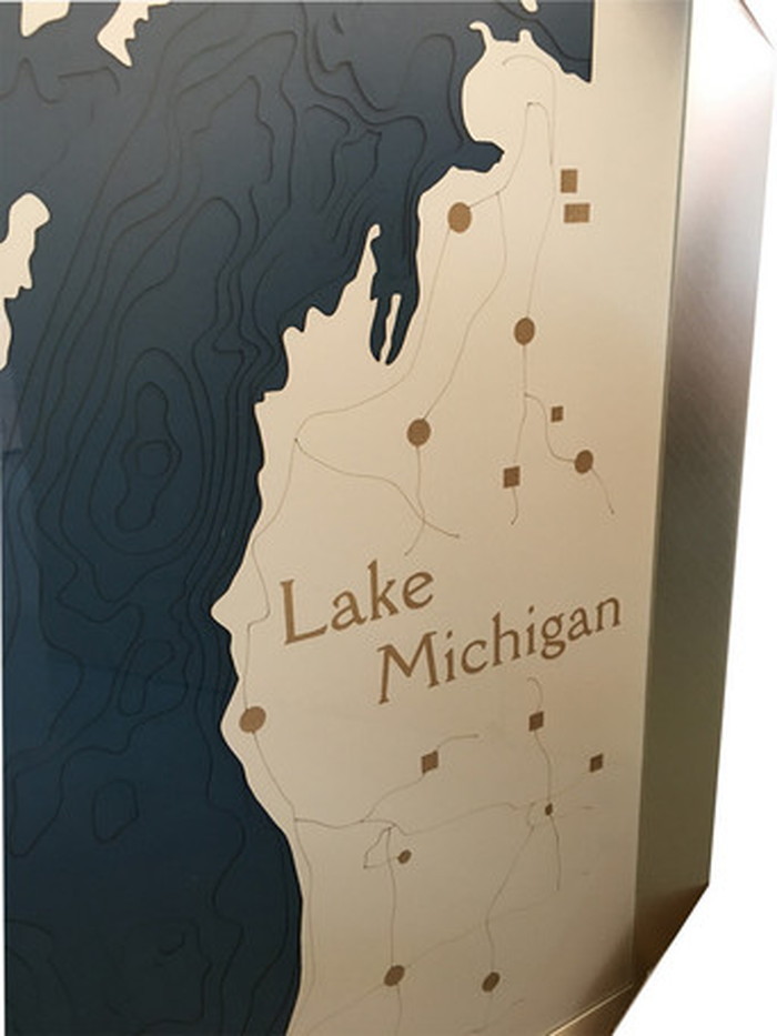 ȯ٥ȥե졼 3D MAP ART Lake Michigan blue 600x800x50mm IMP-61126 bic-6942381s1 2ܤβ 