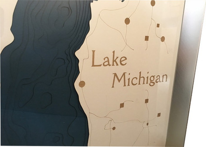 ȯ٥ȥե졼 3D MAP ART Lake Michigan blue 600x800x50mm IMP-61126 bic-6942381s1 3ܤβ 