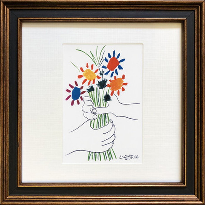 アートフレーム 名画 パブロ・ピカソ Square Frame 花束 241x241x20mm ZFA-61672 bic-6943284s1 アートパネル アートボード 壁紙 装飾フ