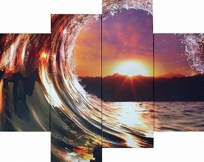 ȯ٥Х Bello Canvas Art Beautiful ocean wave 4祻å 300x600x25 300x900x25mm IPT-61746 bic-7030273s1 1ܤβ 