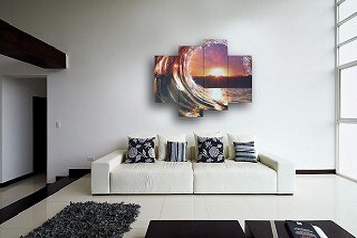 ȯ٥Х Bello Canvas Art Beautiful ocean wave 4祻å 300x600x25 300x900x25mm IPT-61746 bic-7030273s1 2ܤβ 