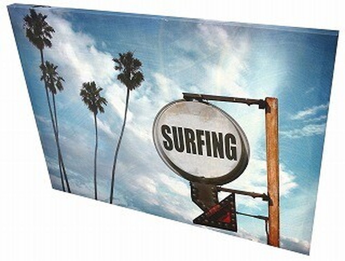 キャンバスアート Carino Canvas Art surfing sign with palm trees