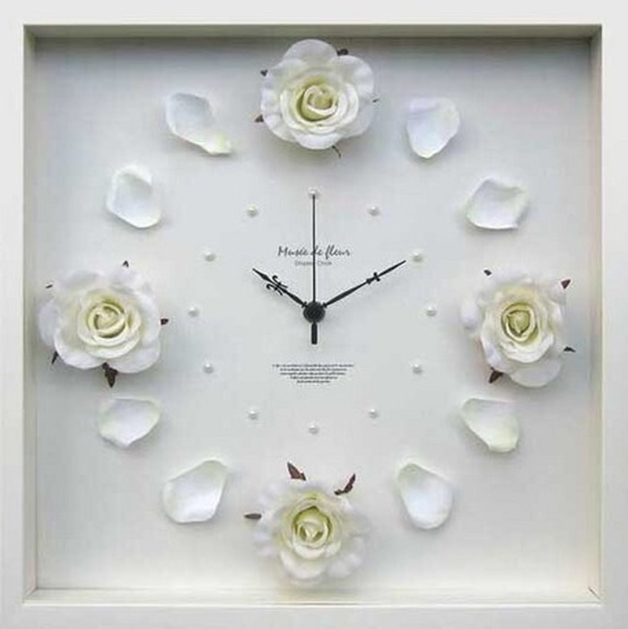 ローズクロック クリーム Rose clock Cream 320x320x55mm CRC-50126 bic-7074656s1 掛け時計 置き時計 掛け時計 送料無料 北欧 モダン