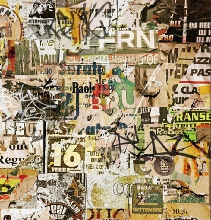 ȯ٥Хѥͥ Art Panel Binkski Grunge Background with Old Torn Posters 600x600x40mm IAP-52115 bic-7184406s1 1ܤβ 