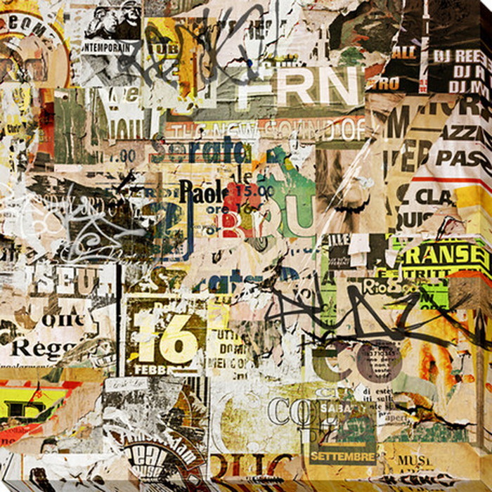 ȯ٥Хѥͥ Art Panel Binkski Grunge Background with Old Torn Posters 600x600x40mm IAP-52115 bic-7184406s1 2ܤβ 