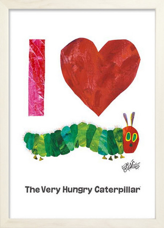 アートフレーム エリック・カール ホワイトフレーム Eric Carle I Love Caterpillar 280x387x17mm ZEC-53009 bic-7673605s1 アートパネ