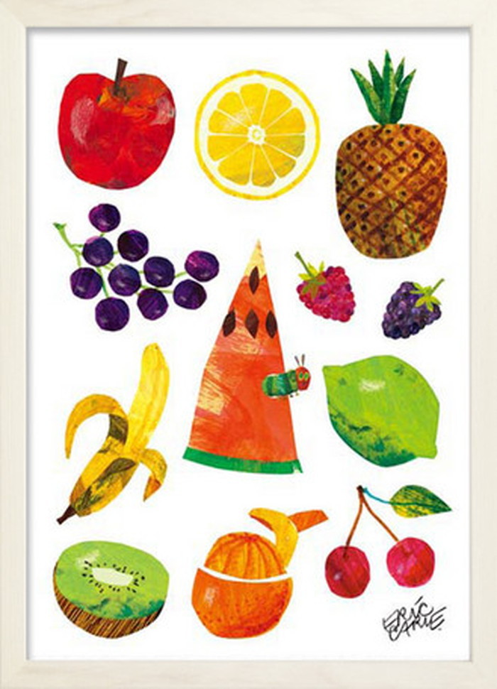 アートフレーム エリック・カール ホワイトフレーム Eric Carle Caterpillar With Fruits 280x387x17mm ZEC-53011 bic-7673607s1 アート