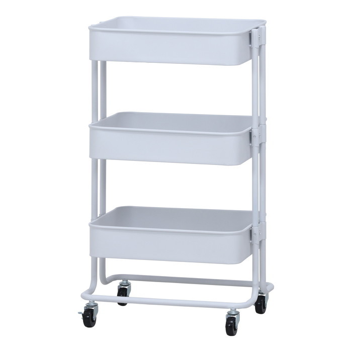 [サイズ]全体：幅450 × 奥行320 × 高さ785耐荷重（カゴ1段）：15kgカゴ内寸：400x290x80mm[素材]■フレーム：スチール［エポキシ樹脂塗装］スチール[生産地]中国[カラー]ホ