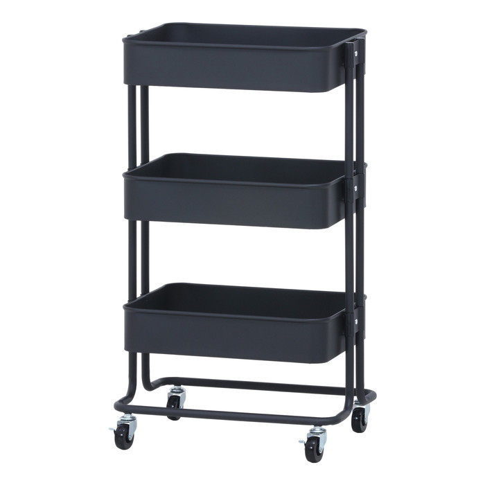 [サイズ]全体：幅450 × 奥行320 × 高さ785耐荷重（カゴ1段）：15kgカゴ内寸：400x290x80mm[素材]■フレーム：スチール［エポキシ樹脂塗装］スチール[生産地]中国[カラー]ブ