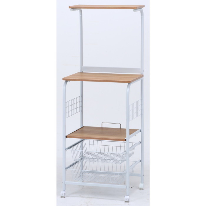 [サイズ]全体：幅515 × 奥行410 × 高さ1405耐荷重（天板）：20kg耐荷重（上棚）：10kg耐荷重（スライドレール棚）：5kgバスケット内寸：350x320x85mm[素材]スチール、Ｐ
