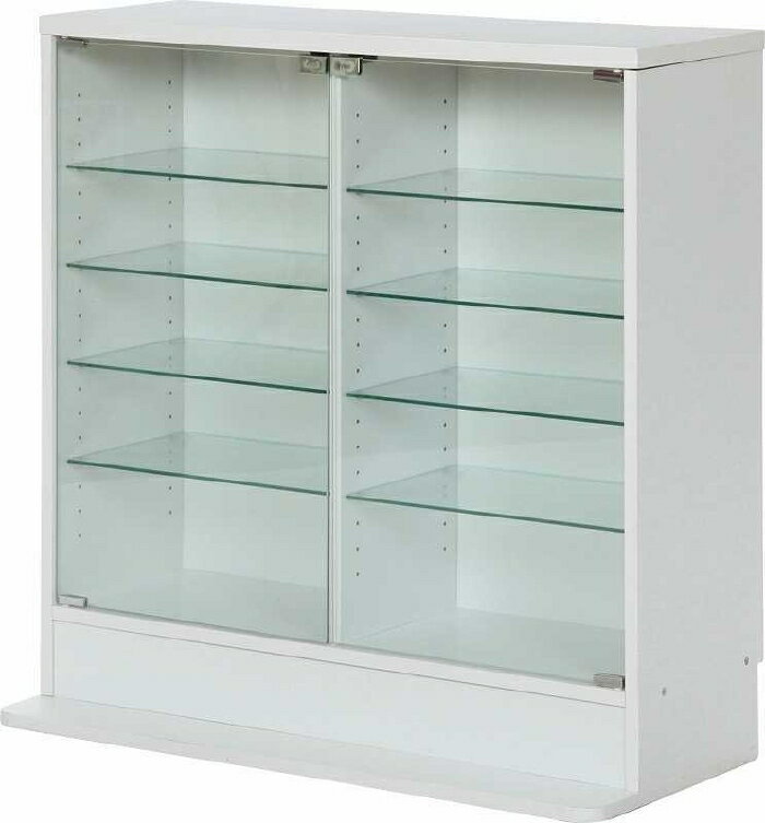 [サイズ]商品サイズ：幅900×奥行290×高さ900mm耐荷重(ガラス棚板)5kgピッチ間隔32mm強化ガラス棚板厚み5mmガラス棚板420x135mm[素材]■表面材:プリント紙化粧繊維板 ■扉･