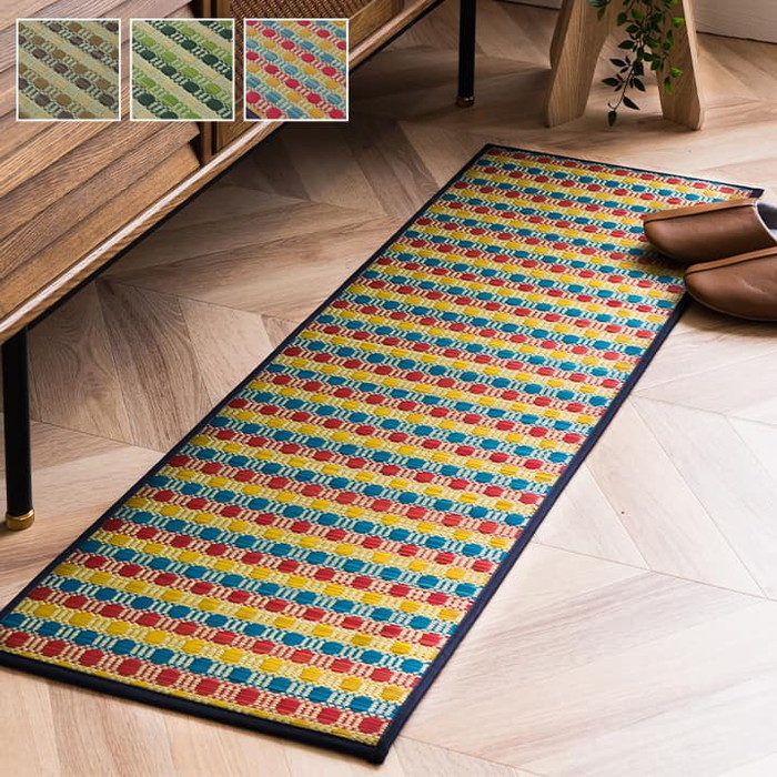[サイズ]縦：80×横：240cm 厚み：約8mm[素材]表地=い草 裏地=ウレタンフォーム6mm ※紋織 ヘリ=綿85％ 麻15％[生産地]日本[カラー]ブラウン グリーン マルチ[送料]全国一律送