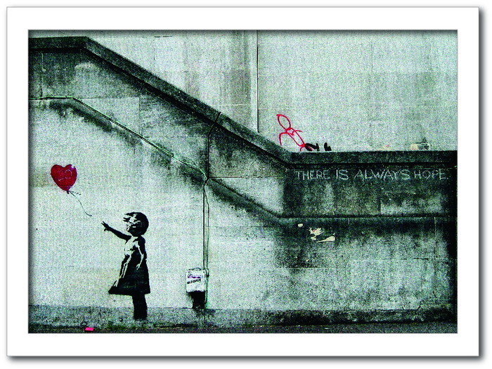 ȯ٥Х󥯥 Banksy ƥꥢ Girl with Balloon Ⱦ VS-1002WH-A4 ե졼५顼ۥ磻 A4 kar-10054176s2 1ܤβ 