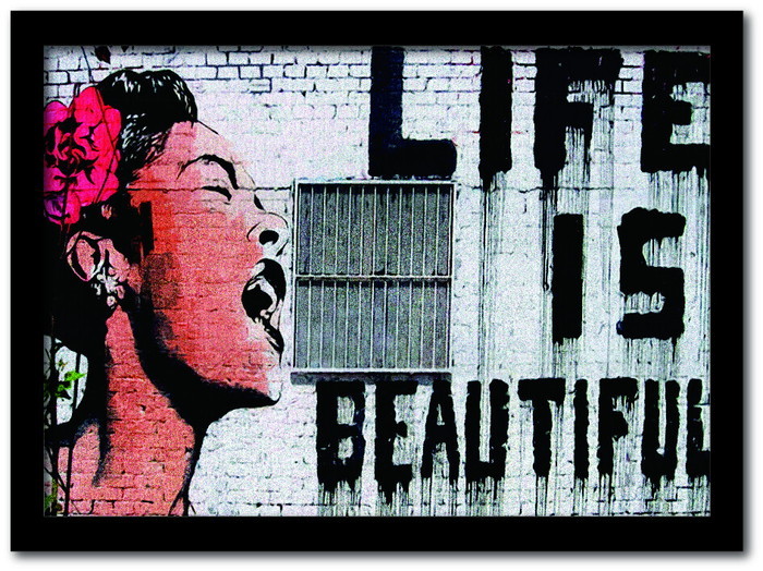 ȯ٥Х󥯥 Banksy ƥꥢ Life is beautiful 饤աӥ塼ƥե VS-1003BK-A4 ե졼५顼֥å A4 kar-10054179s1 1ܤβ 