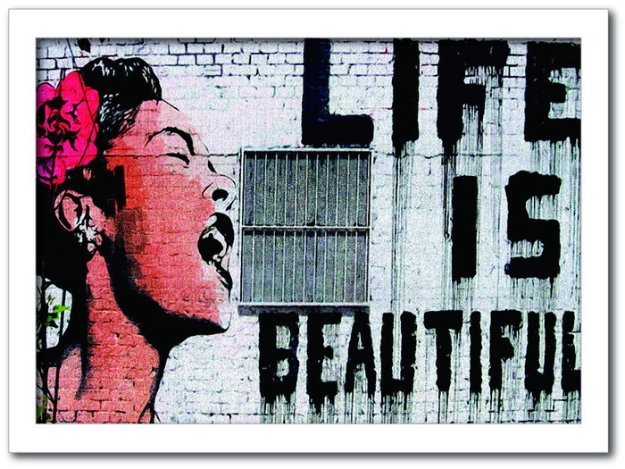 ȯ٥Х󥯥 Banksy ƥꥢ Life is beautiful 饤աӥ塼ƥե VS-1003WH-A2 ե졼५顼ۥ磻 A2 kar-10054179s10 1ܤβ 