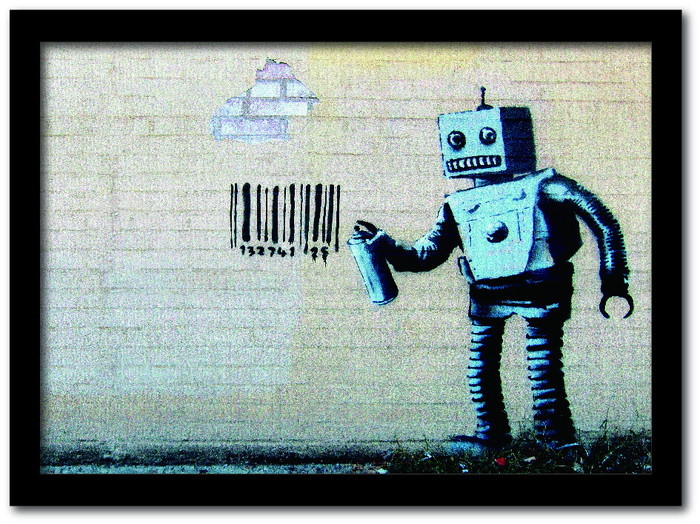 ȯ٥Х󥯥 Banksy ƥꥢ Barcode Robot Сɥܥå VS-1004BK-A4 ե졼५顼֥å A4 kar-10054180s1 1ܤβ 