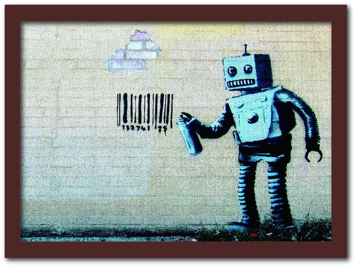 ȯ٥Х󥯥 Banksy ƥꥢ Barcode Robot Сɥܥå VS-1004BR-A2 ե졼५顼֥饦 A2 kar-10054180s11 1ܤβ 