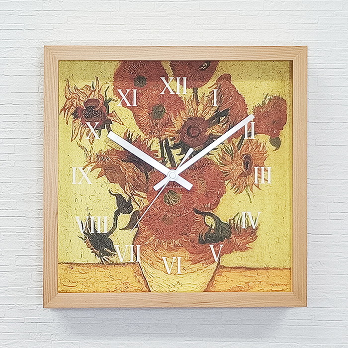 Masterpiece Clock 名画時計 Vincent Willem van Gogh ゴッホ ひまわり CN-1001NA フレームカラー ナチュラル W265×H265×D45mm kar-11655603s2 1枚目の画像