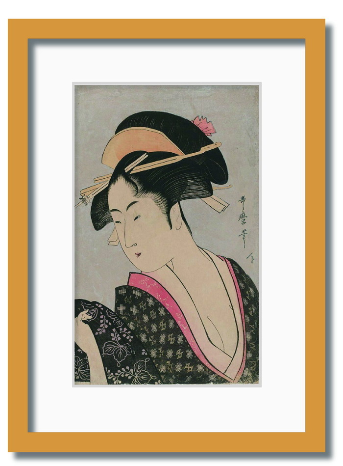 和楽シリーズ 喜多川 歌麿 浮世絵 美人画 ふり返り WR-2007NA-A3 フレームカラー ナチュラル サイズ W317×H440×D20mm 1350g kar-11670349s7 1枚目の画像
