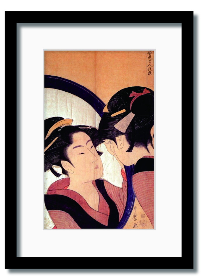 和楽シリーズ 喜多川 歌麿 浮世絵 美人画 姿身七人化粧 WR-2010BK-A3 フレームカラー ブラック サイズ W317×H440×D20mm 1350g kar-11670373s5 1枚目の画像