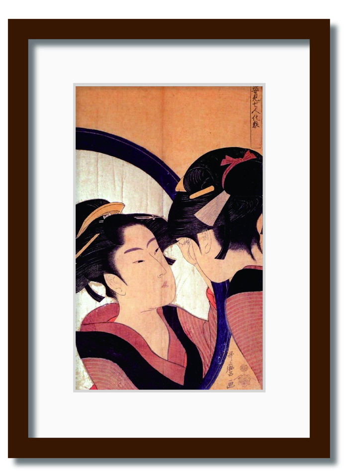 和楽シリーズ 喜多川 歌麿 浮世絵 美人画 姿身七人化粧 WR-2010BR-A3 フレームカラー ブラウン サイズ W317×H440×D20mm 1350g kar-11670373s6 1枚目の画像