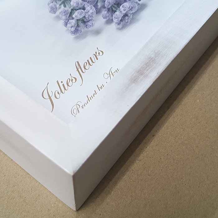 花束のアートフレーム Jolies fleurs AZ-1003WH フレームカラー アンティークホワイト花束の色 パープル 背景色 白 W265×H265×D45mm kar-11707600s3 3枚目の画像 
