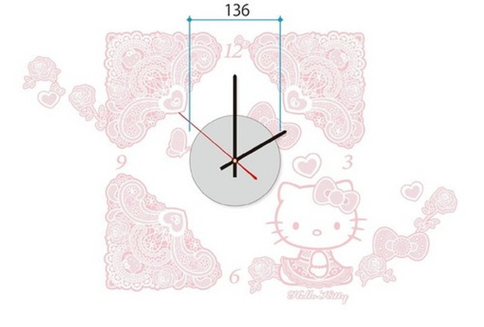『当社発送』ステッカー 時計 ウォールデコクロック Hello Kitty ハローキティ レース K-001 保証付 kar-2913808s1 1枚目の画像 