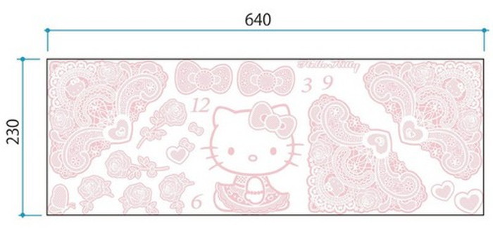 『当社発送』ステッカー 時計 ウォールデコクロック Hello Kitty ハローキティ レース K-001 保証付 kar-2913808s1 2枚目の画像 