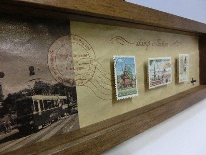 切手 アンティーク調 インテリアアート Stamp Collection ブラウン デンマーク PZ-7004 kar-3067194s2 4枚目の画像 