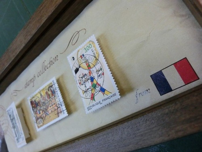 切手 アンティーク調 インテリアアート Stamp Collection ブラック フランス PZ-7012 kar-3067195s1 2枚目の画像