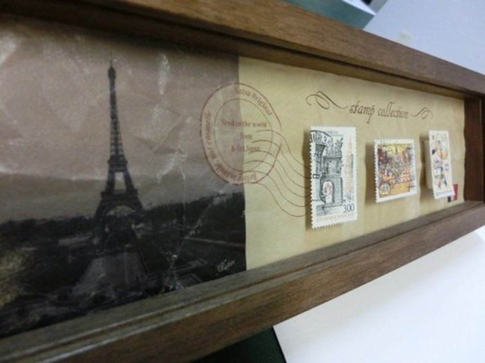 切手 アンティーク調 インテリアアート Stamp Collection ブラック フランス PZ-7012 kar-3067195s1 3枚目の画像