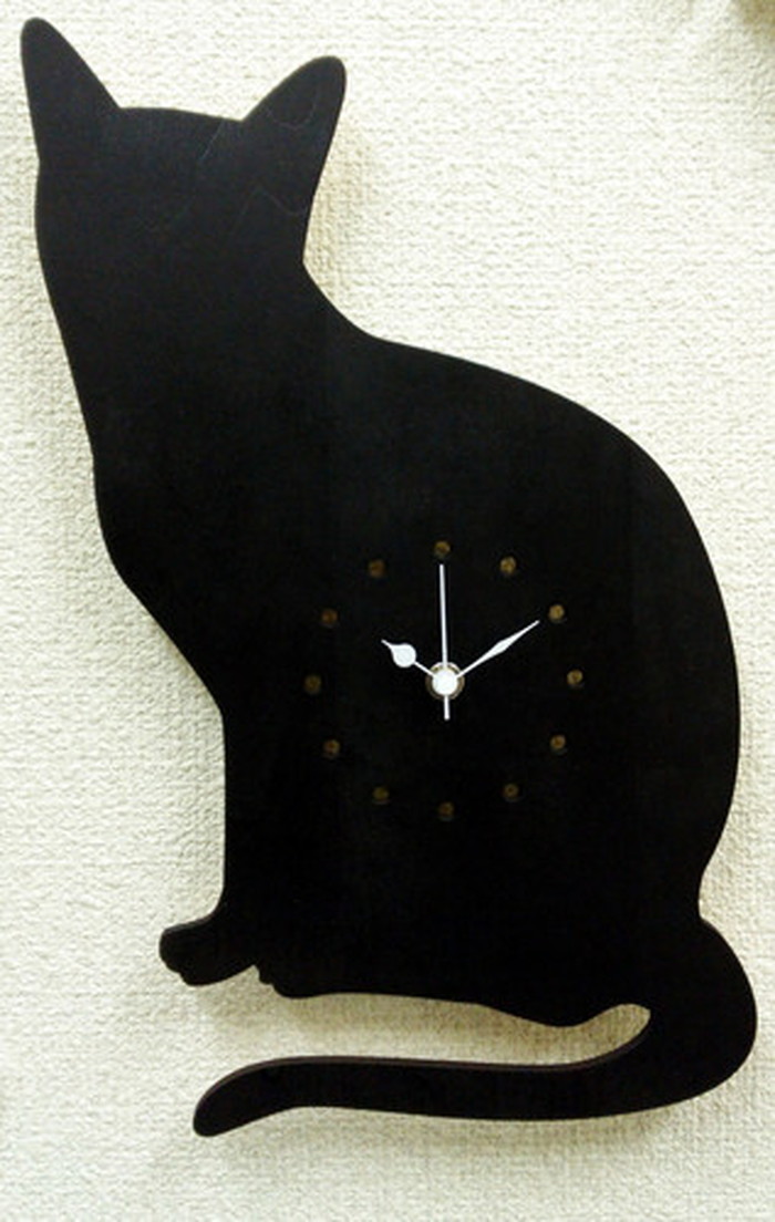 動物 シルエット 掛け時計 Silhouette Clock Cat ネコ 保証付 sk-1001 kar-4534028s1 1枚目の画像 