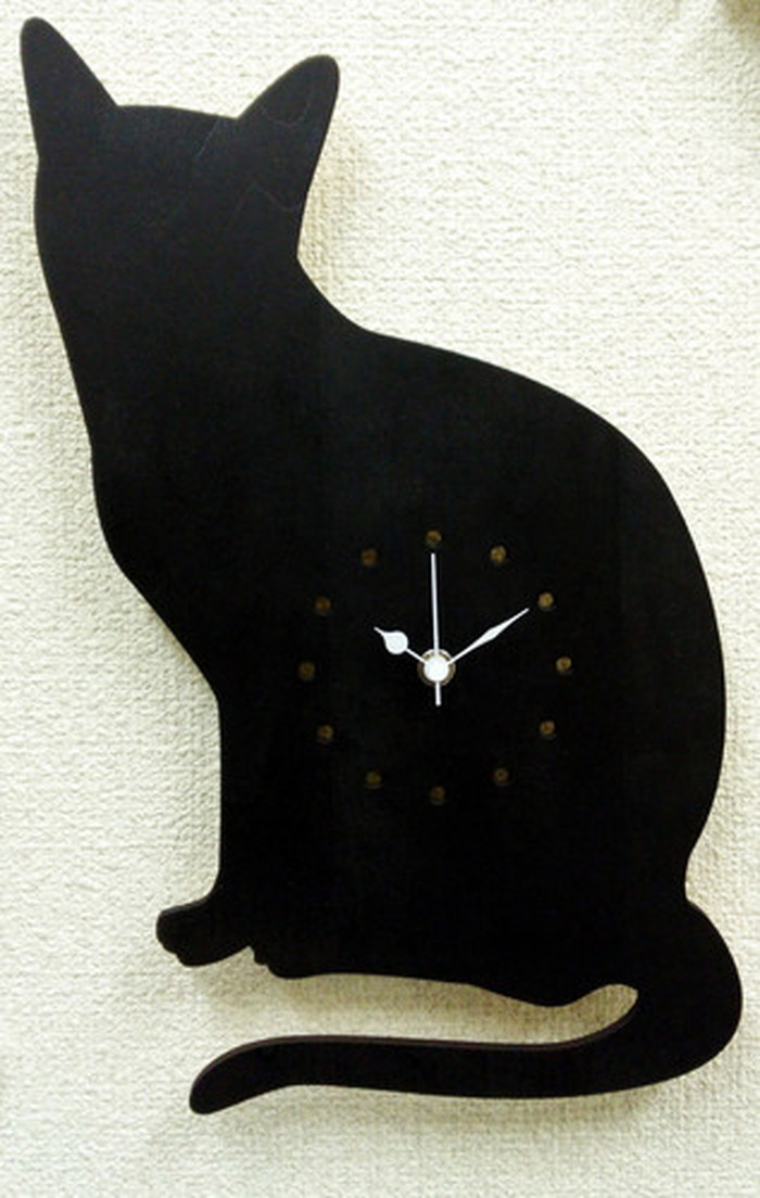 動物 シルエット 掛け時計 Silhouette Clock Cat ネコ 保証付 sk-1001 kar-4534028s1 掛け時計 置き時計 掛け時計 送料無料 北欧 モダン