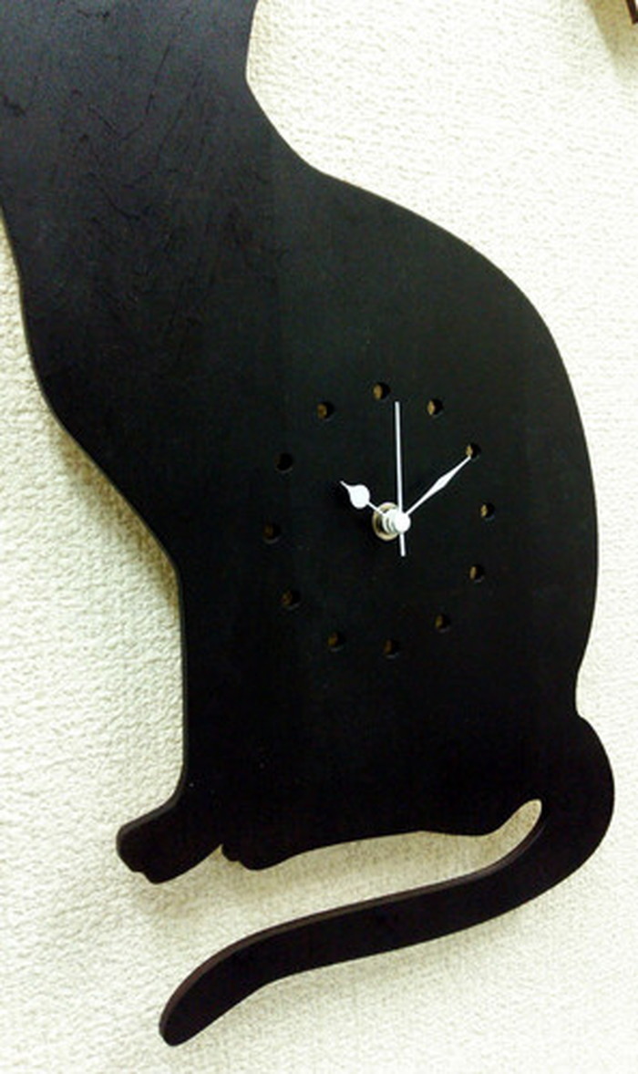 動物 シルエット 掛け時計 Silhouette Clock Cat ネコ 保証付 sk-1001 kar-4534028s1 3枚目の画像 