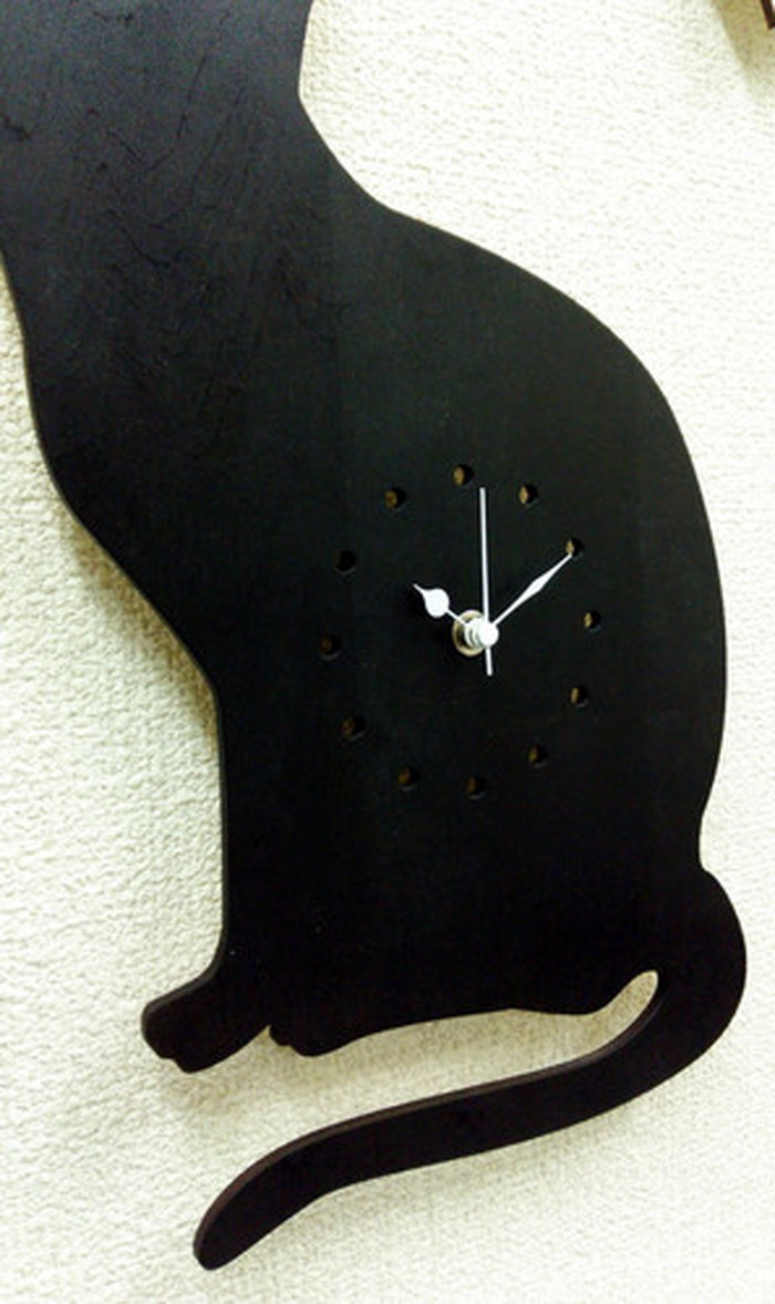 動物 シルエット 掛け時計 Silhouette Clock Cat ネコ 保証付 sk-1001 kar-4534028s1 3枚目の画像