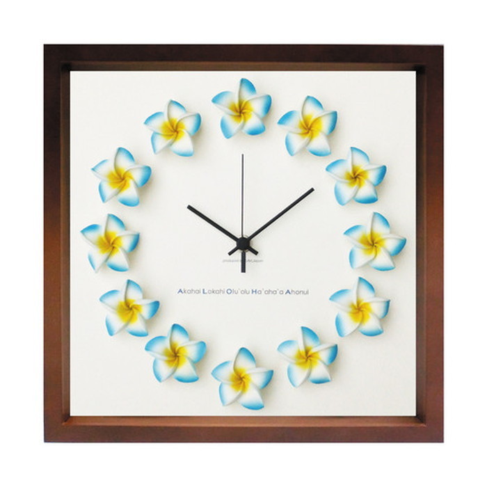 保証付 ハワイアン プルメリア 文字盤 掛け時計 FrangiPani Clock1 プルメリア ブルー ブラウン FP-1006 kar-4534129s6 1枚目の画像