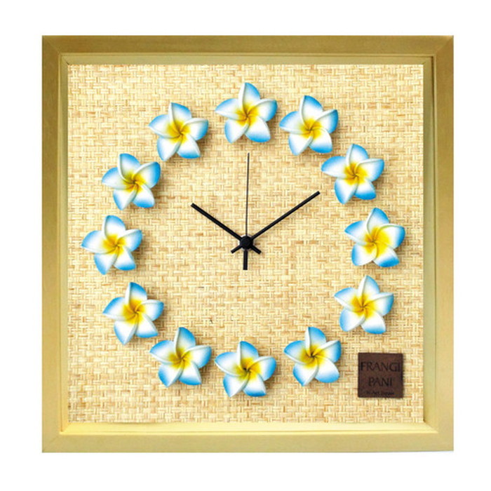 『当社発送』プルメリア 文字盤 掛け時計 掛時計 FrangiPani Clock2 プルメリア ブルー ナチュラル FP-1009 保証付 kar-4534130s3 1枚目の画像