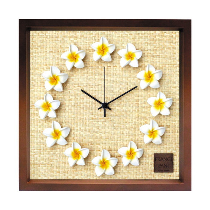 保証付 プルメリア 文字盤 掛け時計 FrangiPani Clock2 プルメリア イエロー ブラウン FP-1010 kar-4534130s4 1枚目の画像