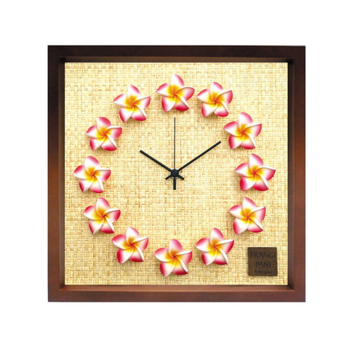 保証付 プルメリア 文字盤 掛け時計 FrangiPani Clock2 プルメリア ピンク ブラウン FP-1011 kar-4534130s5 1枚目の画像 