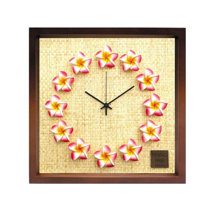 保証付 プルメリア 文字盤 掛け時計 FrangiPani Clock2 プルメリア ピンク ブラウン FP-1011 kar-4534130s5 1枚目の画像