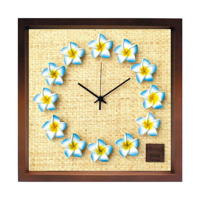『当社発送』プルメリア 文字盤 掛け時計 掛時計 FrangiPani Clock2 プルメリア ブルー ブラウン FP-1012 保証付 kar-4534130s6 1枚目の画像