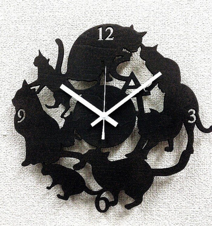 シルエットクロック Silhouette Clock2 CAT Cat ネコ Black 保証付 sk-2002 kar-4650408s1 1枚目の画像 