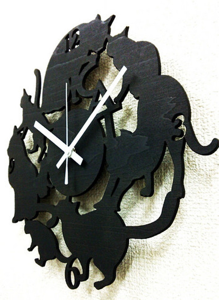 シルエットクロック Silhouette Clock2 CAT Cat ネコ Black 保証付 sk-2002 kar-4650408s1 2枚目の画像 