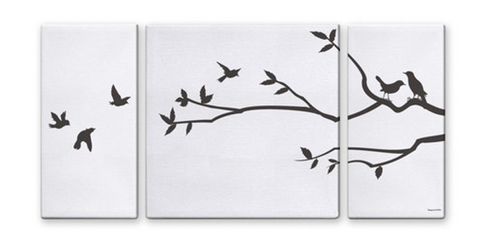 CANVAS ART キャンバスアート Tree & Bird2 Lサイズ W1000×H500 3枚組 US-4006 kar-5620999s2 アートパネル アートボード 壁紙 装飾フィ