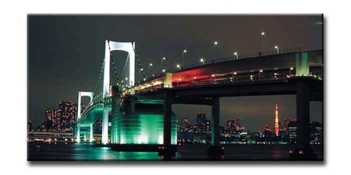 CANVAS ART キャンバスアート Tokyo Rainbow Bridge レインボーブリッジ Mサイズ W600×H300×D20mm US-5003 kar-6248579s2 アートパネ