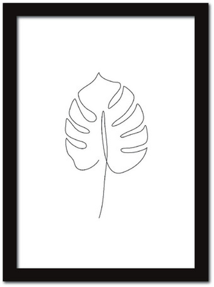 ラインアート Monstera1 ST-1001BK-A4 フレームカラー ブラック サイズ A4 kar-7416873S1 1枚目の画像
